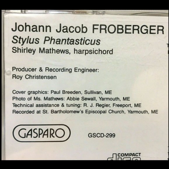 CD Shirley Mathews Froberger Stylus Phantasticus Gasparo Harpsichord New - Picture 4 of 8